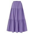 thumbnail image 4 of vigerkar Womens Maxi Skirt Drawstring High Waisted Summer Long Skirts Lightweight Tiered Flowy Floral Pleated Skirts With Pockets Purple, XL, 4 of 4