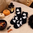 thumbnail image 4 of Cute Halloween Fuzzy Crew Socks for Women Soft Warm Casual Costume Accessories Socks for Fall Home Wear,One Size,Black, 4 of 6