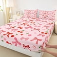 thumbnail image 4 of Erosebridal Pink Bow Cherry Full Size Sheets, Girly Princess Cartoon Bed Sheets, 4pcs, 4 of 5