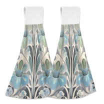 Yayeee Kitchen Hanging Hand Towels Set of 2 with Loop Bathroom Absorbent Tie Towel, Vibrant Abstract Design