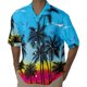 thumbnail image 1 of Camisas De CompresióN Para Hombre Camisa de estilo casual de manga corta para hombre Camisa de solapa con botones con estampado 3D de puesta de sol de junto al mar Cárdigan de manga corta (Blue, 3XL), 1 of 4