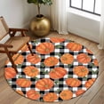 thumbnail image 2 of Large Round Rug 8Ft Washable Non-Slip, Thanksgiving Circle Area Rugs for Living Room Bedroom, Fall Orange Pumpkin Black White Plaid Indoor Floor Mats Carpet Runner for Home Decor, 2 of 8