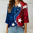 thumbnail image 5 of SOOMLON Patriotic 3/4 Sleeve T Shirts for Women Linen Blend Henley Neck American Flag Shirts V Neck Independence Day Tops 3/4 Sleeve Casual T-Shirt Striped Stars Tee Blouse Clothes, 5 of 6