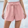 thumbnail image 3 of REALiKUN Women Casual Shorts Ruffle Bowknot Tie Waist Summer Shorts with Pockets, 3 of 8