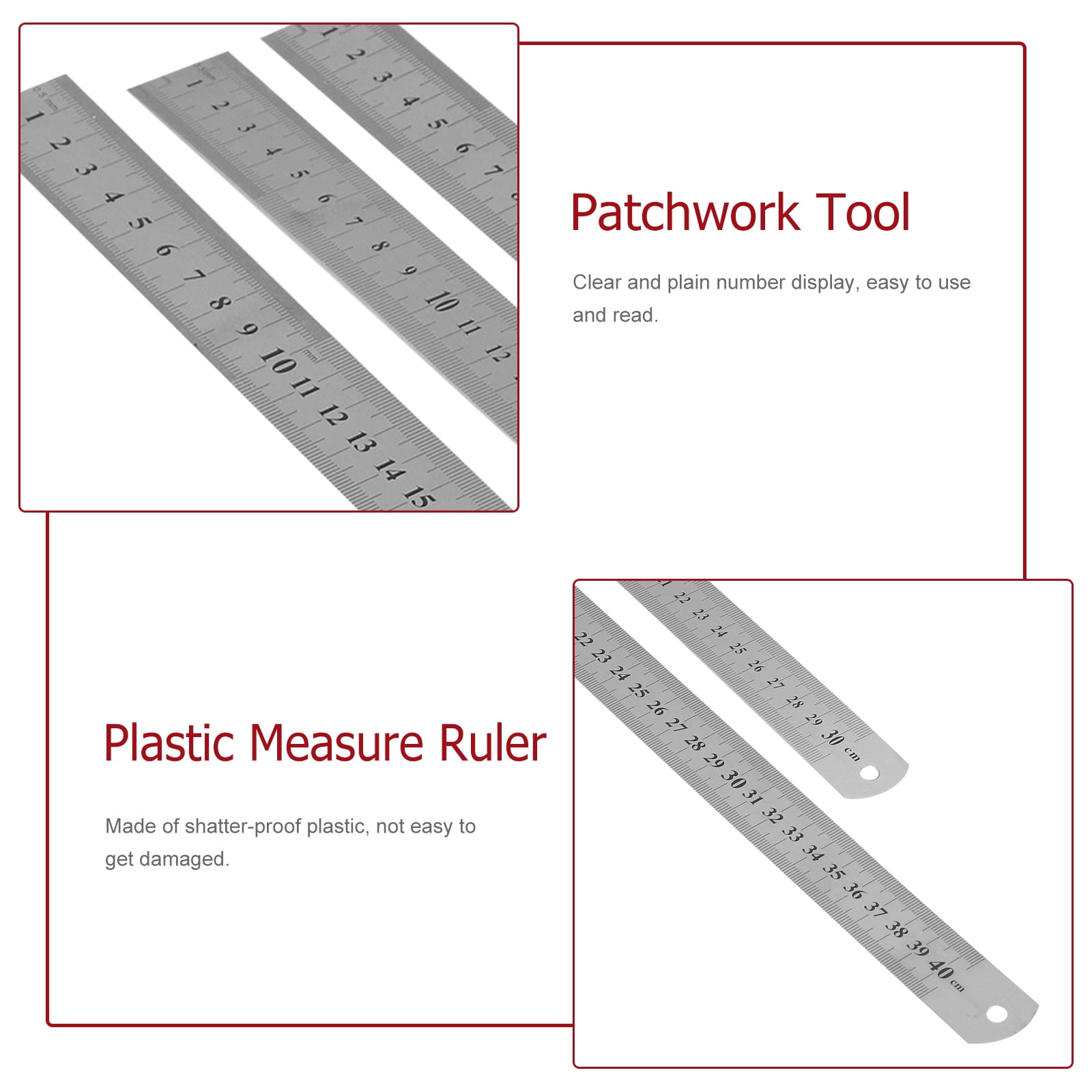30cm/12inch Ruler,Stainless Steel Metal Ruler, Office Drawing Ruler with 2  Measu,Clear Scale,for Student School Office, Stainless Steel Metal