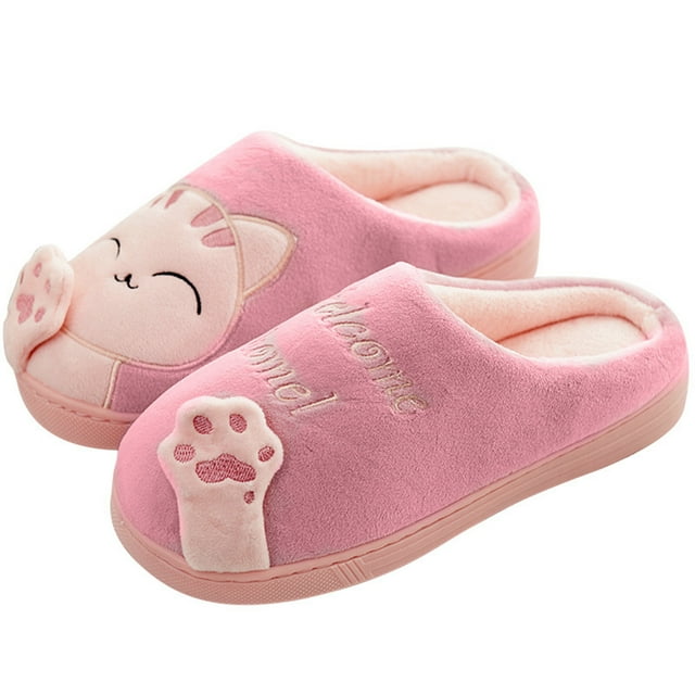 LSLJS Pantoufles en Coton Intérieur Hiver Couples Maison Caicai Chats Chaudes Peluche Antidérapantes Pantoufles