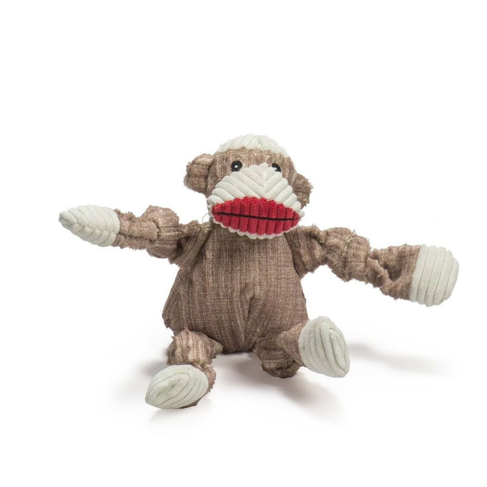 HuggleHounds Knottie Plush Dog Toy Sock Monkey, Small