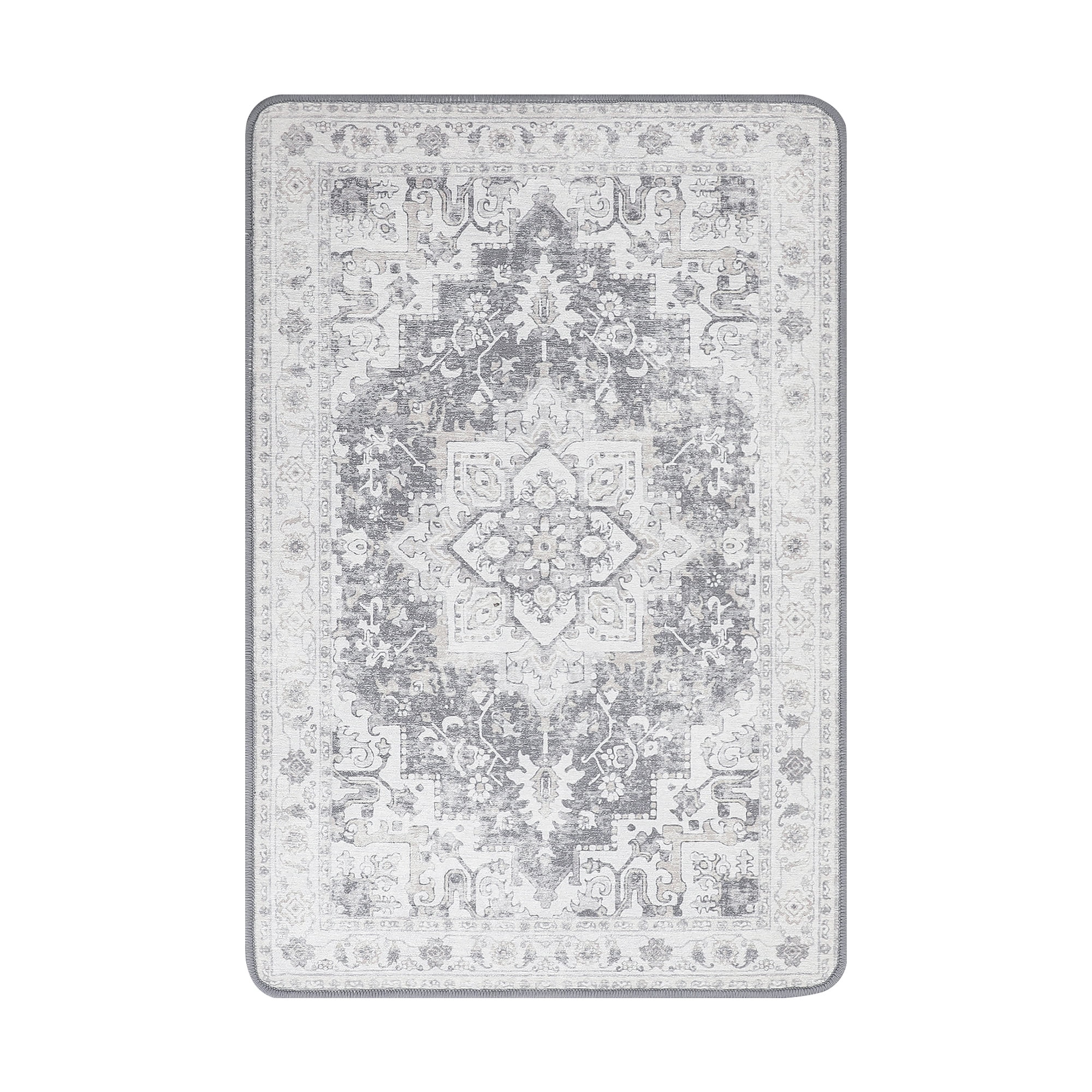 Lahome Vintage Small Rug- 2x3 Entryway Rugs Indoor Ultra-Thin Soft Kitchen  Rug Non-Slip Door Mat Indoor Entrance Geometric Distressed Throw Carpet