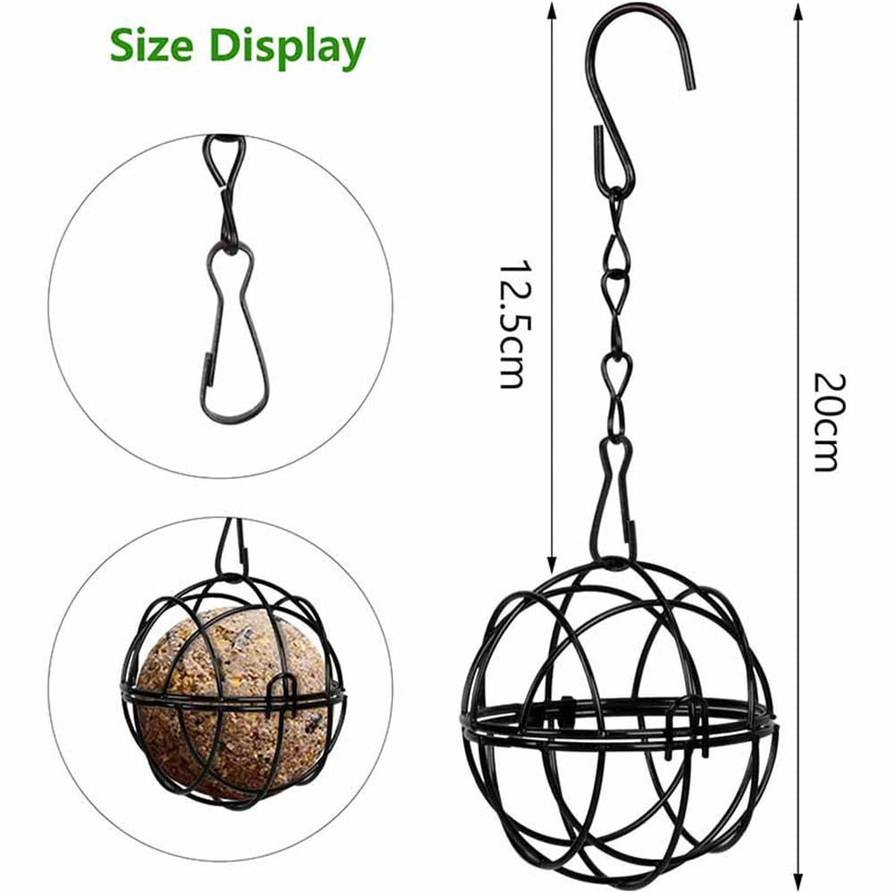 8Pcs Metal Hummingbird Feeders for Outdoors Hanging - Round Suet Ball Squirrel Proof Bird Feeders, Bird Watching Gifts for Wild Birds Outdoor Garden Window (Black)