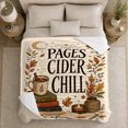 thumbnail image 5 of Pages Cider Chill Quote with Books Mug Candle Glasses Moon and Fall Leaves, Cozy Reading Style for Book Fans, Autumn Library Motif and Thanksgiving Gift, Cozy Flannel Blanket, Home Decor, 5 of 9