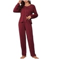 thumbnail image 2 of Enjoytime Women's Pajama Sets Soft Comfy 2 Piece Sleepwear V-Neck Long Sleeve Button Down Shirts with Pants Pjs Set, 2 of 5