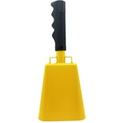9.6 inch golden yellow bell black handle cowbell with stick grip handle used for cheering at sporting events - cow bell by stewart trading