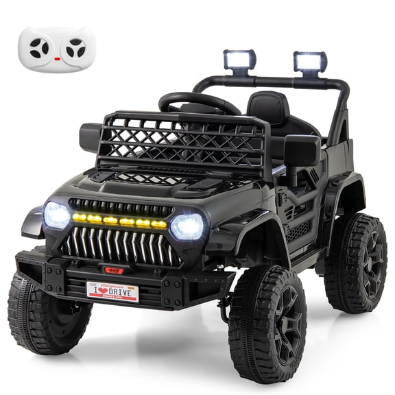 Costway 12V Kids Ride on Truck Car Battery Powered Toddler Electric Vehicle with 3 Speeds Black