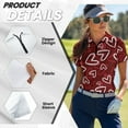 thumbnail image 5 of COEQINE Valentine's Day Women Short Sleeve Golf Shirts Moisture Wicking 1/4 Zip Golf Polo Shirt Lightweight V Neck Sportswear Soft Cooling Bowling Shirt Heart Red Print Tennis Activewear, L, 5 of 7