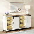 thumbnail image 2 of WAMPAT Multifunctional Storage Cabinet with Sliding Barn Door,LED Decorative Farmhouse Buffet Cabinet Coffee Bar Cabinet Accent Cabinet Entryway Storage Table for Living Room,Kitchen,70'',Cream White, 2 of 10