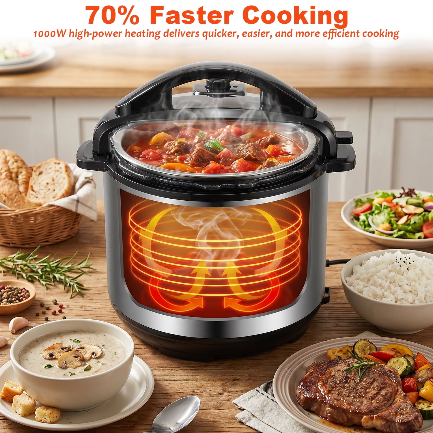 Bluebow 6.5 Quart Electric Pressure Cooker, 16 Presets Multi-Cooker,Rice Cooker,Slow Cooker,Cake Maker,Yogurt Maker, Sauté, Steamer, Warmer, Non-Stick, Stainless Steel
