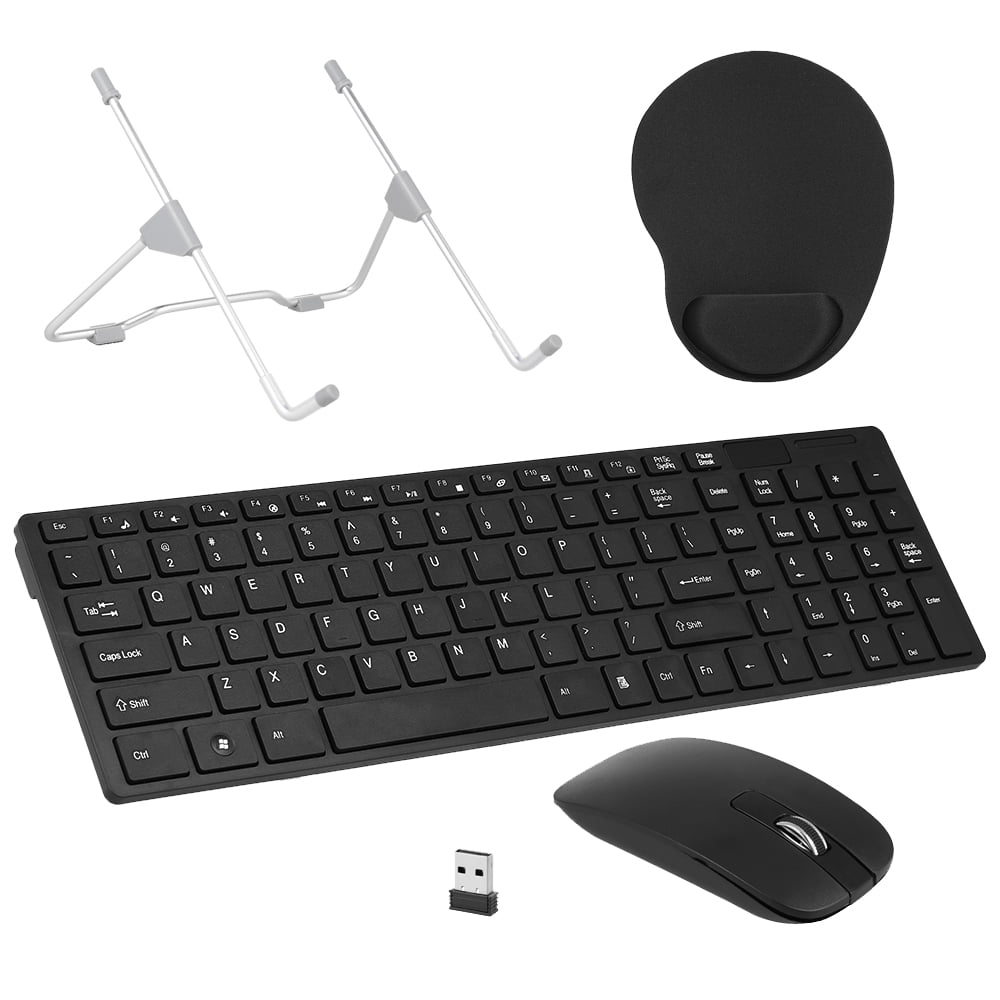 Andoer K-06 2.4G Wireless Keyboard and Mouse Combo Computer Keyboard with Mouse Plug + Laptop Stand +Mouse Pad
