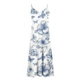 thumbnail image 4 of gbyLJF Tea Dress for Women Vintage Floral Sun Dress Floral Square Neck Dress Ruffle Wrap Dress A03_Blue L, 4 of 5