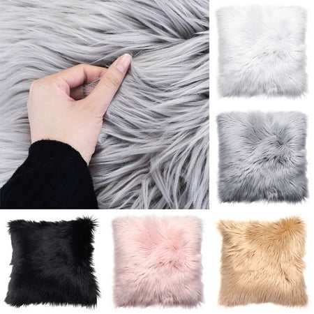 Faux Fur Pillow Cover - Meigar Decorative Throw Pillow Cover 18''X18'' Faux Fur Fluffy Plush Decorative Pillowslip Pillowcase Protecter for Car Sofa Bedroom Home Decor