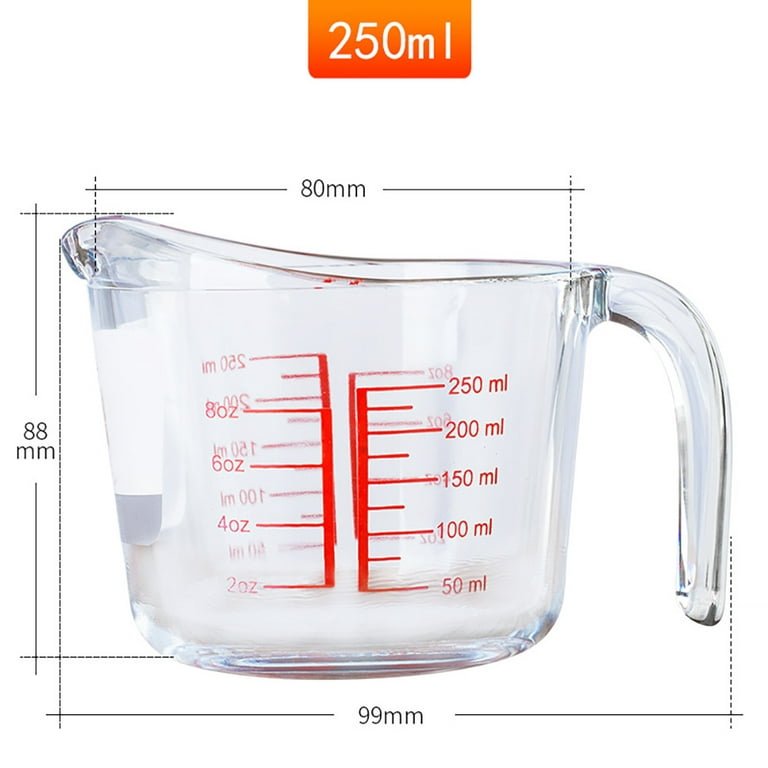 Tempered Glass Measuring Cup With Handle Grip For Liquid Ml And Oz  Measurements