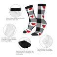 thumbnail image 3 of Vsdgher Heart Black Buffalo Plaid Gingham Crew Socks for Men & Women, Breathable Casual Athletic Ankle Socks, 3 of 6