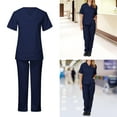 thumbnail image 4 of Maoww Unisex Nursing Work Scrub V Neck Protective Clothing Care Worker Navy blue M, 4 of 9