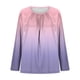 thumbnail image 3 of Mujeres de Manga Larga Tops Casual de Moda Gradiente Impresión Cuello Redondo Plegado Tamaño Superior para Uso Diario Y de Fiesta, 3 of 5