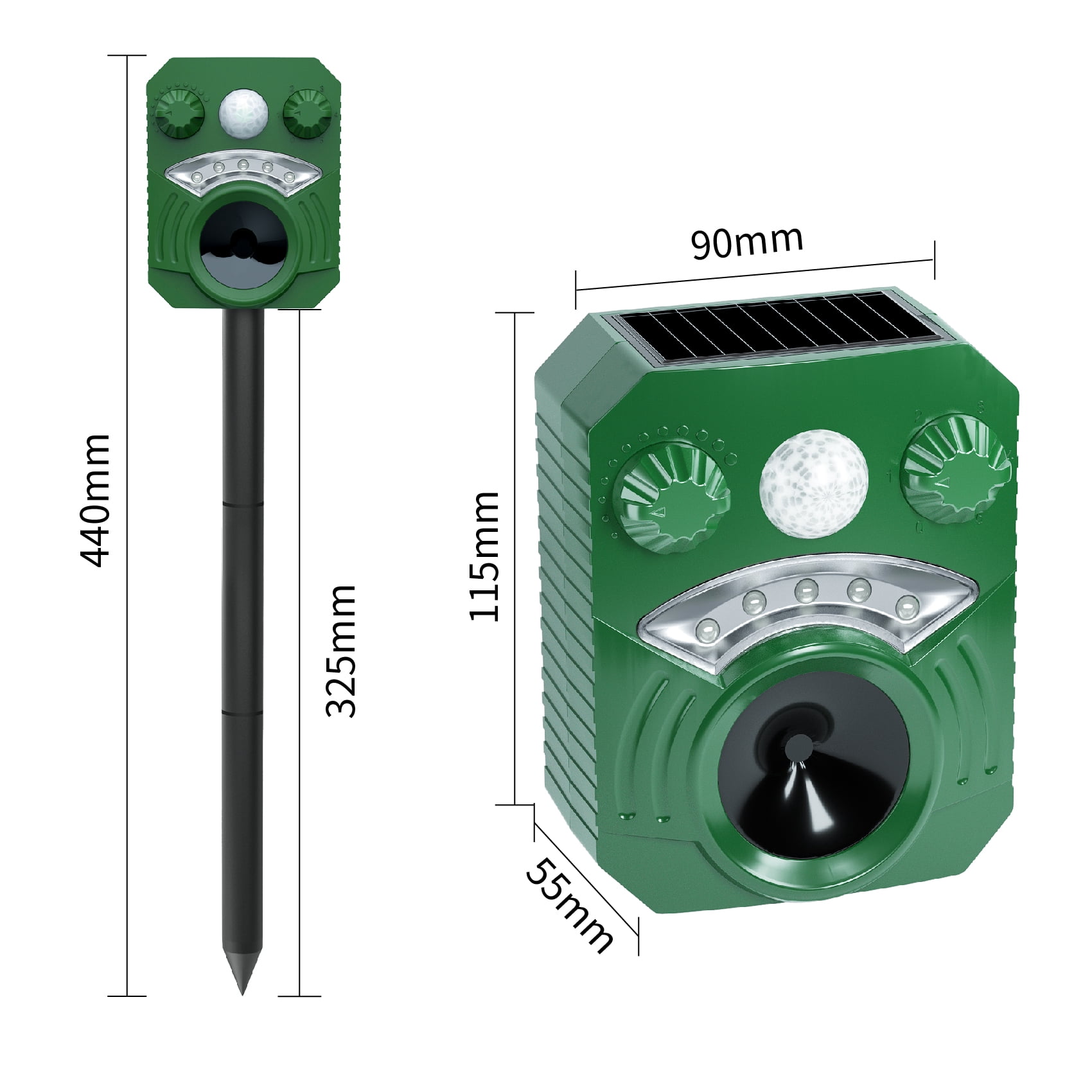 2 Pack Solar Ultrasonic Wildlife Repellent with Motion Sensor & LED Lights, AR33 Waterproof Outdoor Deer Repellent Device for Yard, Garden & Lawn – Effective Against Coyotes, Raccoons & Fox