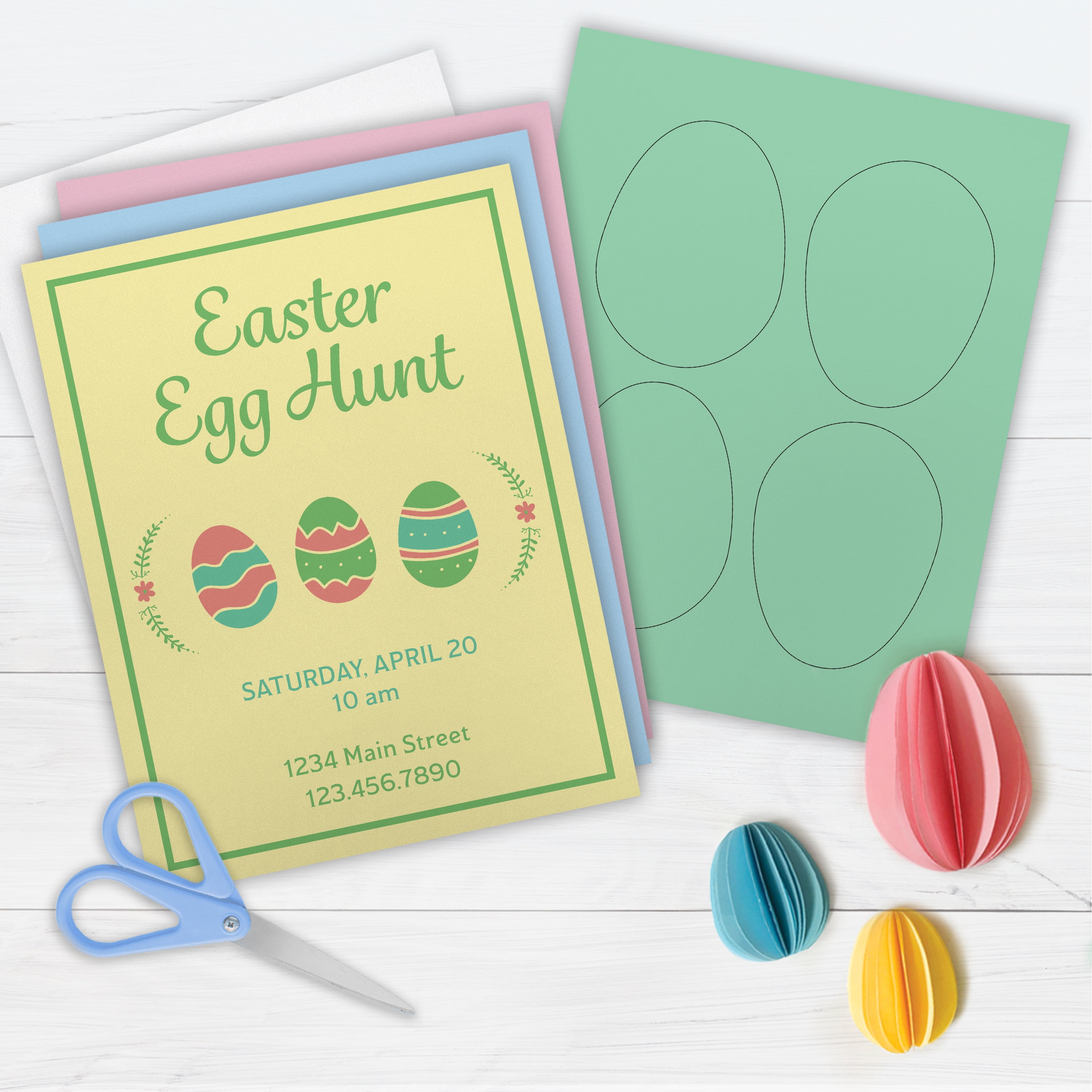 Printworks Easter Cardstock Collection, 67lb Heavyweight Cardstock, Includes Pastel Pink, Green, Yellow, Blue, and White Cardstock, 200 sheets total, Perfect for Cards, Crafts & More (00594)