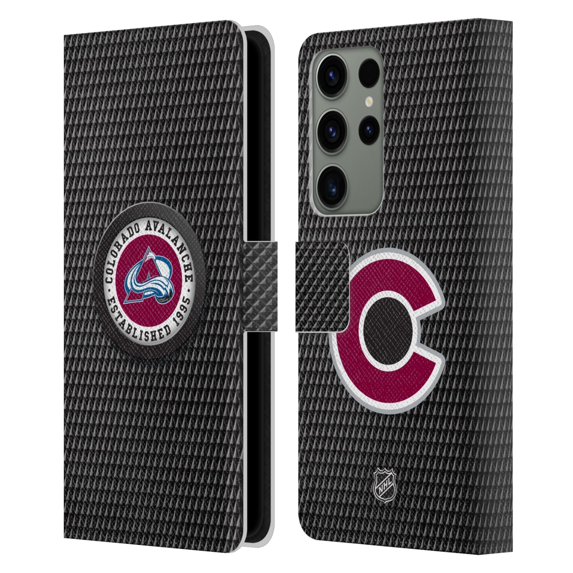 Head Case Designs Officially Licensed NHL Colorado Avalanche Puck Texture Leather Book Wallet Case Cover Compatible with Samsung Galaxy S23 Ultra 5G