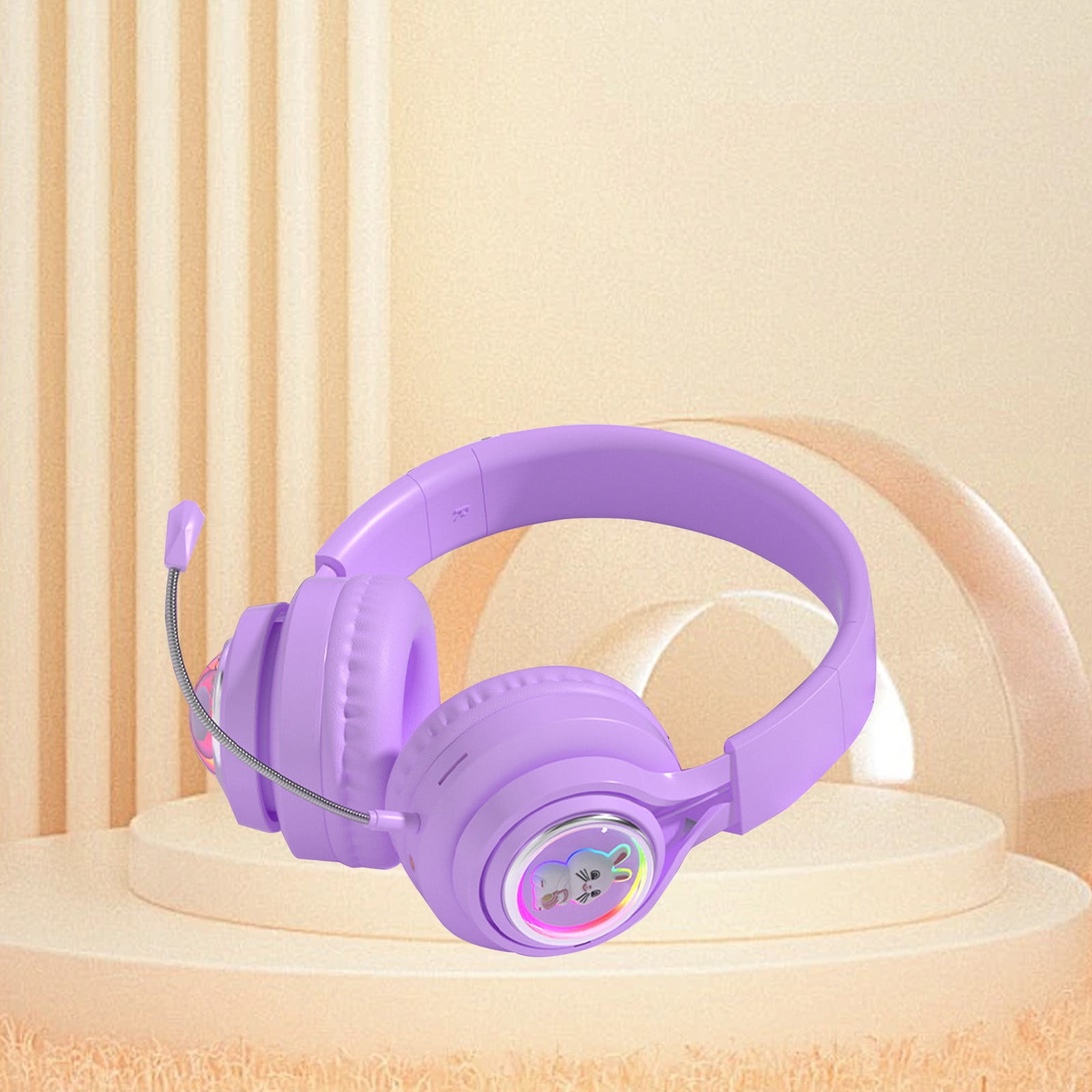 Active Noise Cancelling Headphones, Wireless Over Ear Bluetooth Headphones, 3EQ Modes via Button, 60H Playtime Lightweight Folding Stereo Bass Headset with Mic, for Travel Home(Purple)