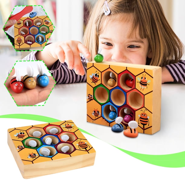 Teissuly Wooden Children's Clip Bee Montessori Educational Clip Clip Happy Beehive Game Teissuly WER202311015167