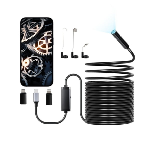 Cámara endoscópica VEVOR 1920P HD de 15 m con cable Android iOS IP67