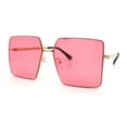thumbnail image 5 of Womens Large Rectangle Thin Metal Rim Butterfly Minimal Sunglasses Gold - Pink, 5 of 8