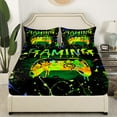 thumbnail image 3 of Gaming Bed Sheets Queen,Gamer Sheet Set Teens,Video Game Console Gaming Bedding Sets Bedroom Decor,Gamepad Yellow Green Orange Tie Dye Sheets, 3 of 5