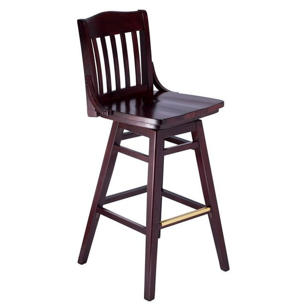 Schoolhouse Swivel Bar Stool in Dark Mahogany