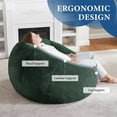 thumbnail image 4 of Large Bean Bag Chair for Adults, Oversized Memory Foam Beanbag Sofa with Soft Ice Flower Velvet Cover for Reading, Gaming & Relaxing (Green), 4 of 5