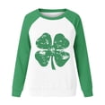 thumbnail image 4 of BLVB Womens St. Patrick's Day Shirts Long Sleeve Crewneck T Shirt Clover Shamrock Printed Tops Casual Festival Tunic Tee Tops, 4 of 4