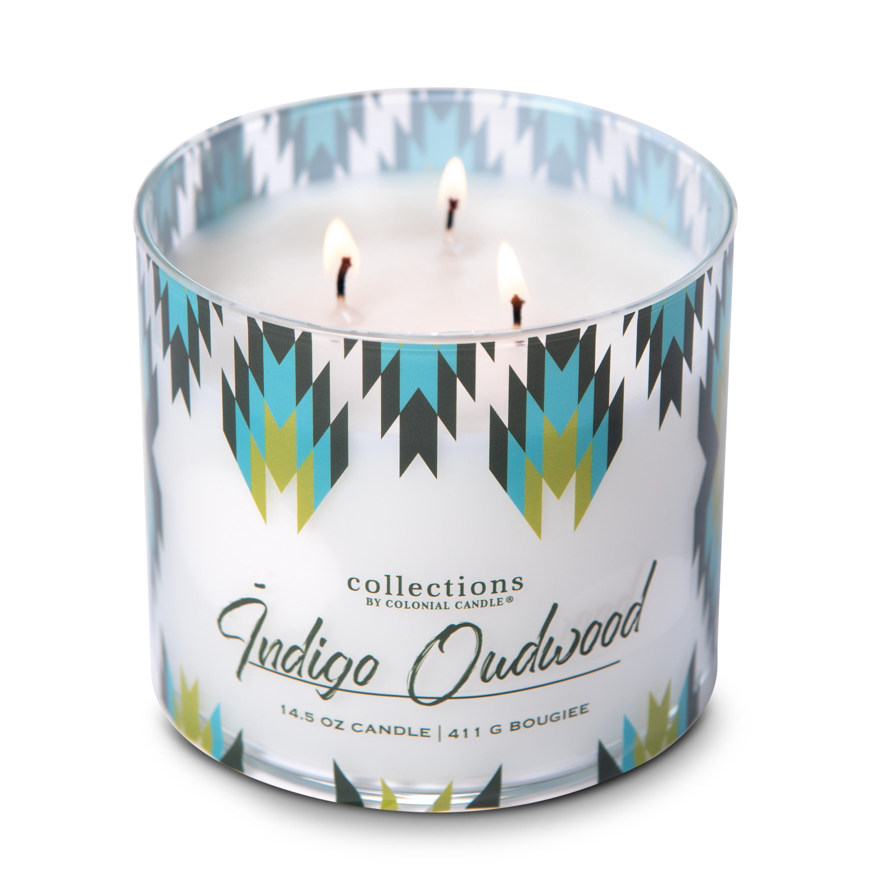Colonial Candle Indigo Oudwood 14.5 oz 3 Wick Candle, Multicolor