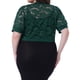 thumbnail image 3 of Cárdigans cortos de mujer plus size Agnes Orinda, con frente abierto, mangas cortas, encaje floral y boleros transparentes 1X verde oscuro, 3 of 6