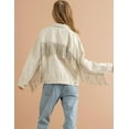 thumbnail image 3 of Veste en Jean à Franges avec Strass pour Femmes - Veste en Jean Décontractée à Manches Longues avec Franges, Cadeau Spécial, 3 of 5