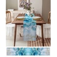 thumbnail image 3 of Ldtrchee Teal Ombre Table Runner 72 Inches, Modern Coastal Ink Painted Abstract Bed Runner Dresser Scarves Tabletop for Indoor Outdoor Parties/Ceremony/Banquet, 14" x 72", 3 of 8