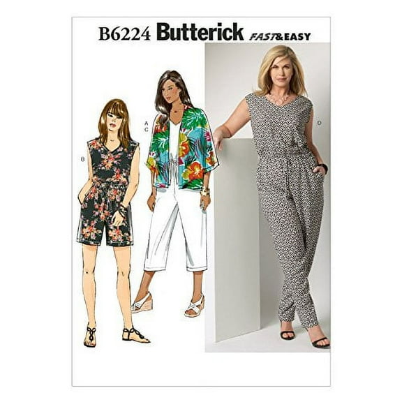 Butterick Patterns B6224KK0 Women's Kimono and Jumpsuit, KK (26W-28W-30W-32W)