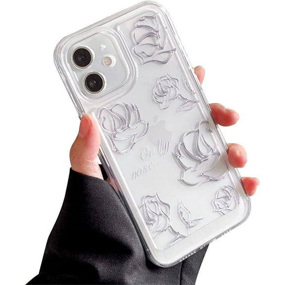 Compatible with iPhone 11 Case with Clear Elegant Rose Flowers Floral Pattern for Women Girls Fashion Flexible Durable Shockproof TPU Cases for iPhone 11-Purple