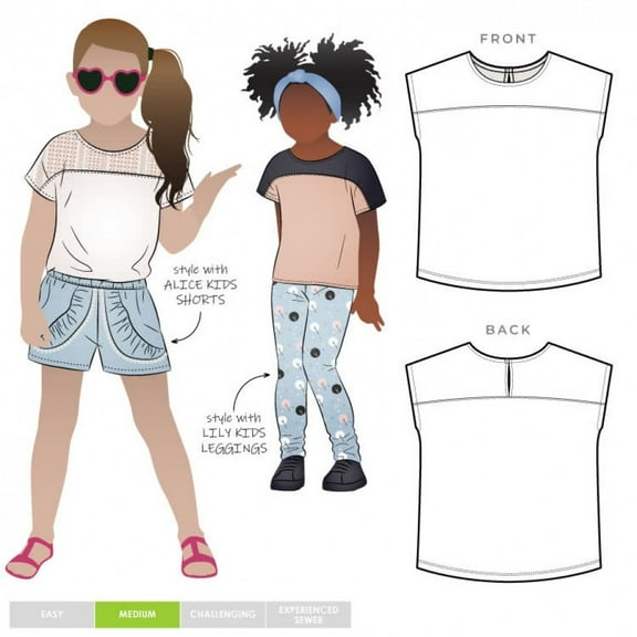 Style Arc Sewing Pattern Kids Daisy Top Kids Ages 2-8 Tops