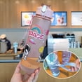 thumbnail image 3 of QHUDLV Summer Cartoon Astronaut Frosted Water Bottle Bouncing Lid Straw Cup, 800ml A9, 3 of 9