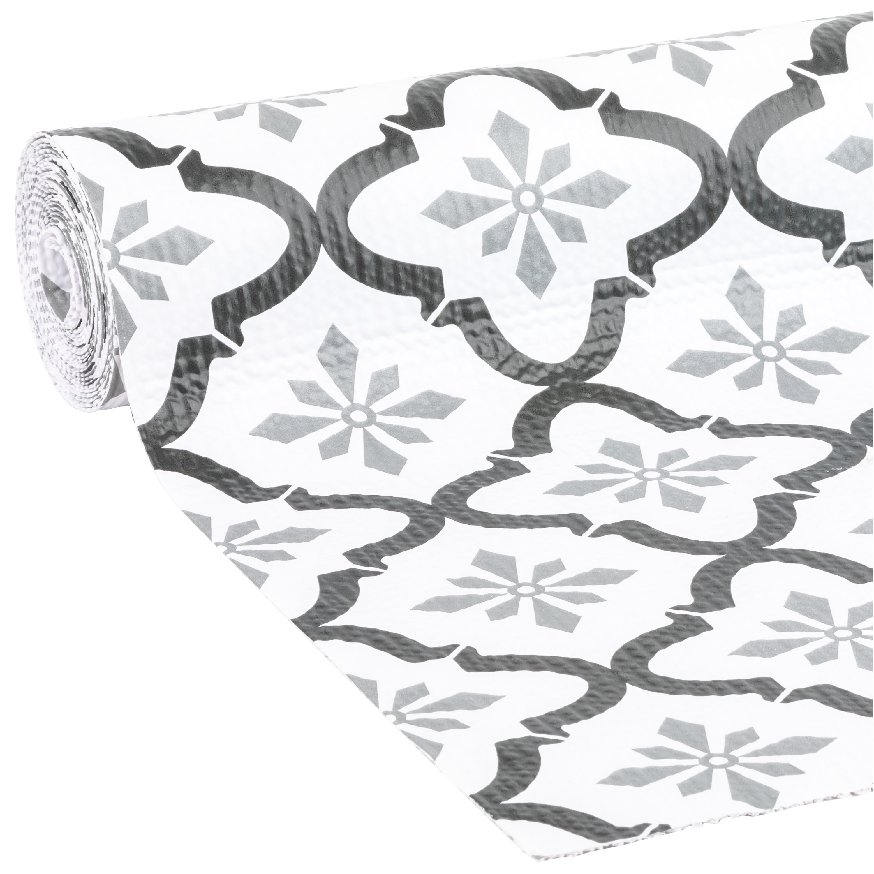 EasyLiner Smooth Top Shelf Liner, Grey Quatrefloral, 20 in. x 6 ft. Roll
