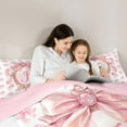 thumbnail image 6 of Homewish Bow Initial Letter J Bedding Comforter Set,Cute Cartoon Bowknot Twin Comforter Sets,Pink White Bedding Set For Girl,Breathable Bedroom Decoration Reversible,2-Piece, 6 of 9