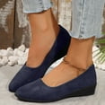 thumbnail image 2 of Mepaouo Women's Low Wedge Heel Dress Shoes Suede Comfort Slip on Loafers Ballet Business Work Flats, 2 of 7