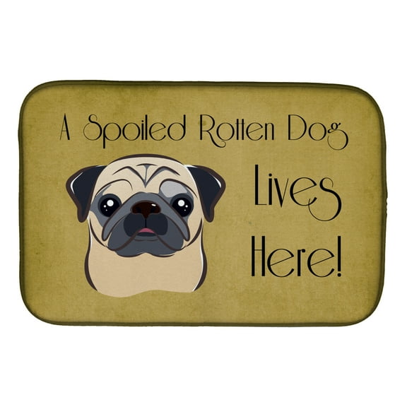 Fawn Pug Spoiled Dog Lives Here Dish Drying Mat